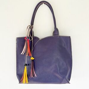 Mellow World purple vegan leather colorful tassel trim medium shoulder bag